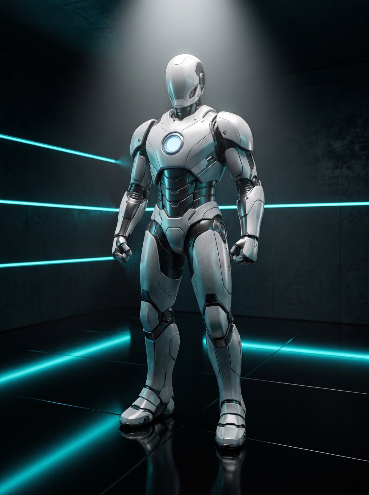 Humanoider Roboter in einem futuristischen Showroom